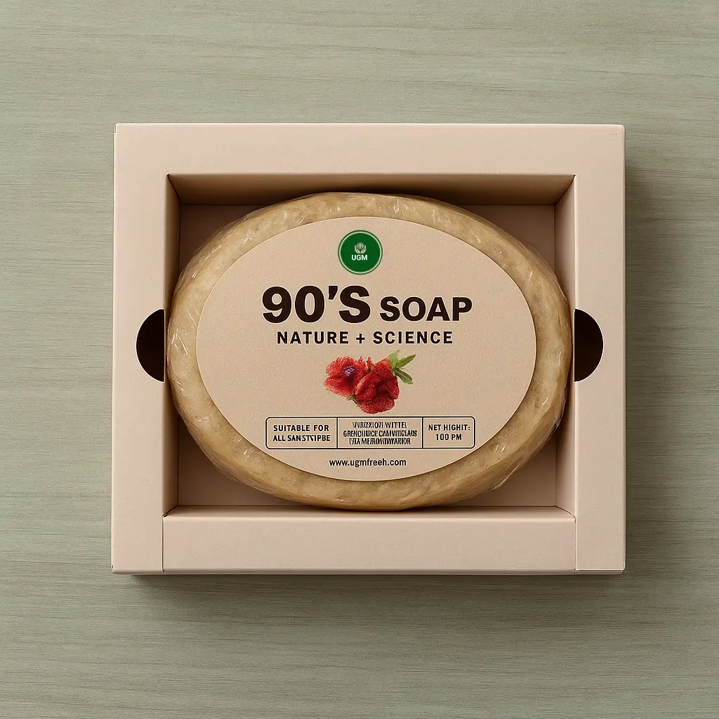 UGM 90’s Soap – Saffron & Sandalwood Infused with Ganoderma | Natural Brightening Soap for All Skin Types (100 gm) - Image 4